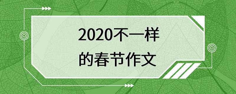 2020不一样的春节作文