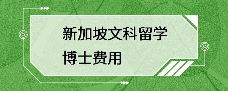 新加坡文科留学博士费用