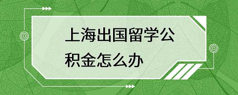 上海出国留学公积金怎么办