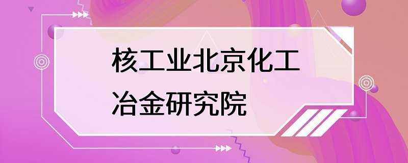 核工业北京化工冶金研究院