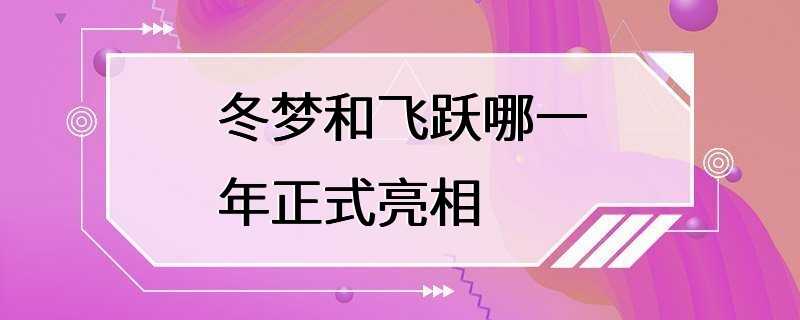 冬梦和飞跃哪一年正式亮相