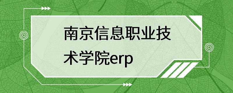 南京信息职业技术学院erp