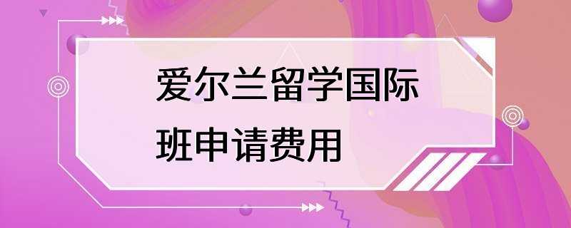 爱尔兰留学国际班申请费用