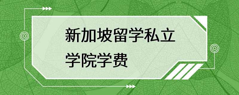 新加坡留学私立学院学费