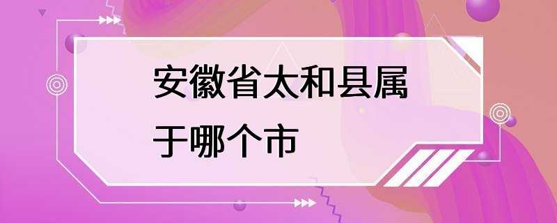 安徽省太和县属于哪个市