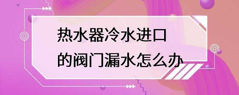 热水器冷水进口的阀门漏水怎么办