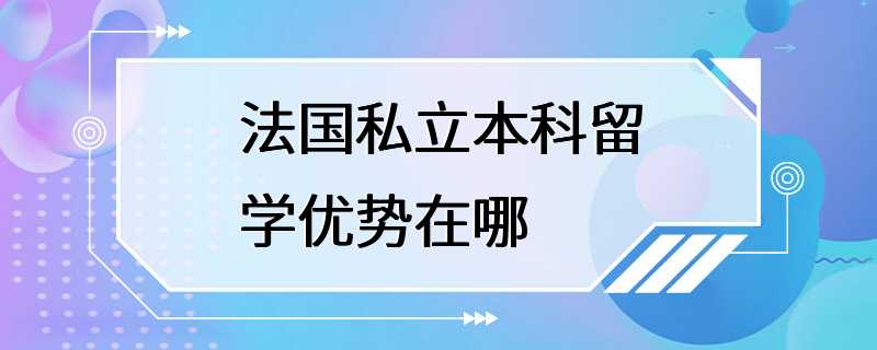 法国私立本科留学优势在哪