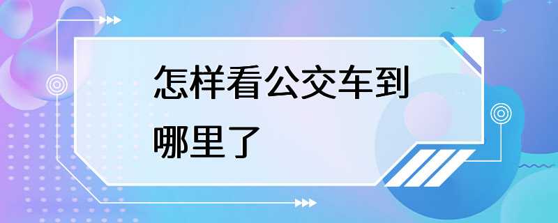 怎样看公交车到哪里了