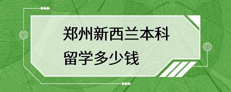 郑州新西兰本科留学多少钱