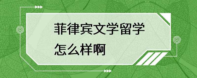 菲律宾文学留学怎么样啊