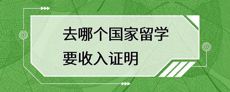 去哪个国家留学要收入证明