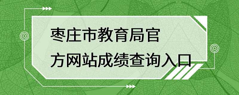 枣庄市教育局官方网站成绩查询入口