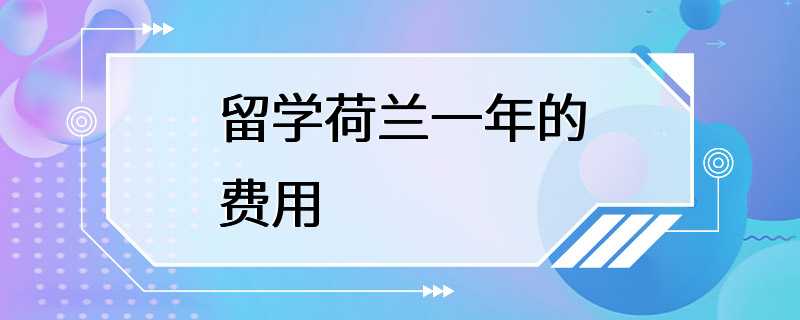 留学荷兰一年的费用