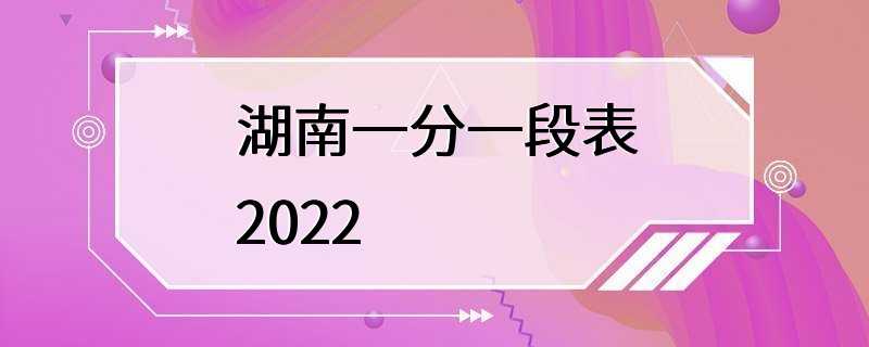 湖南一分一段表2022