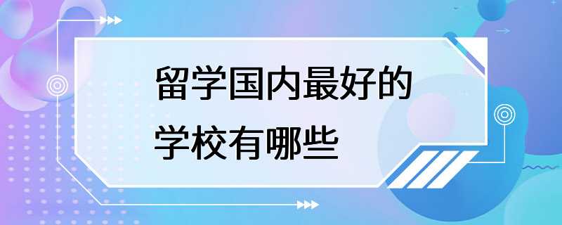 留学国内最好的学校有哪些