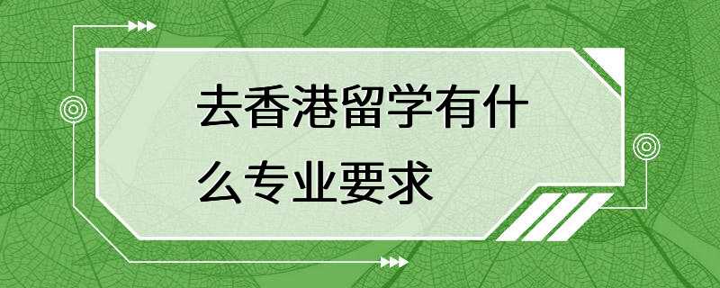 去香港留学有什么专业要求