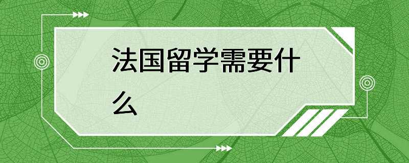 法国留学需要什么