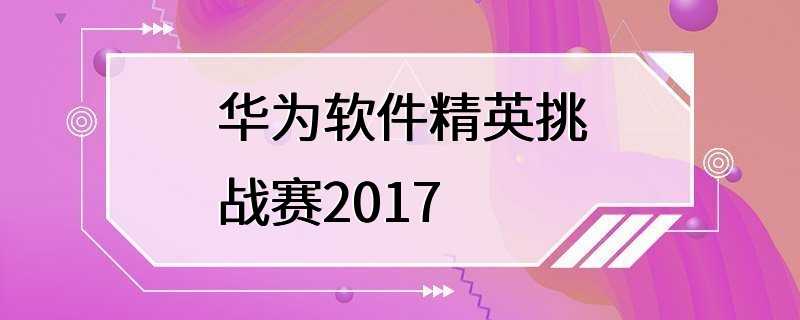 华为软件精英挑战赛2017