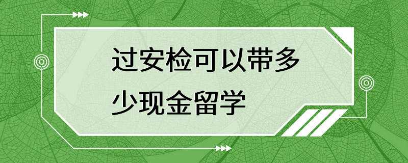 过安检可以带多少现金留学