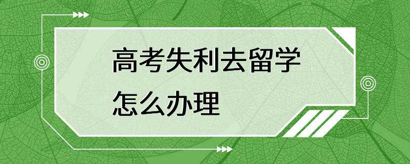 高考失利去留学怎么办理