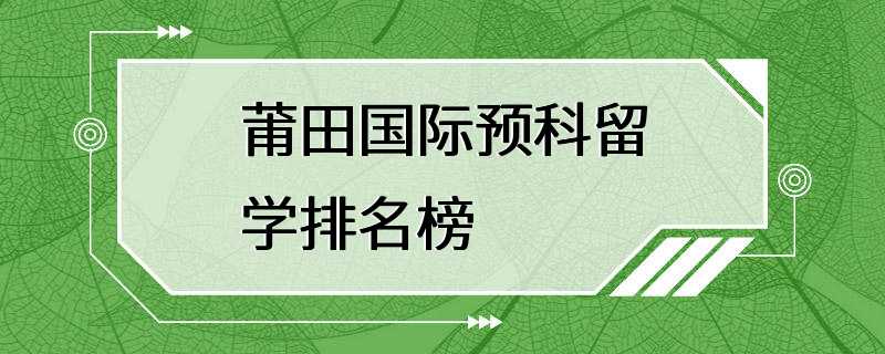 莆田国际预科留学排名榜