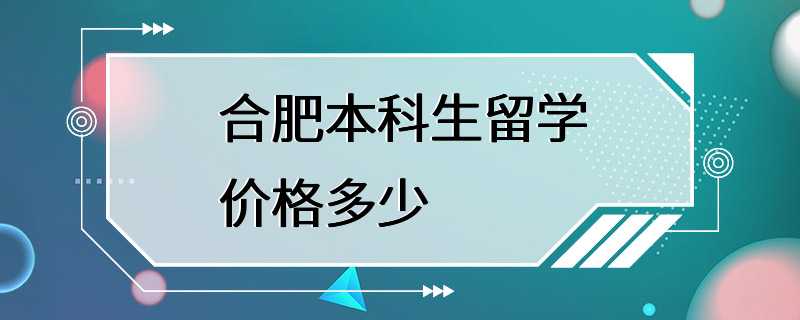 合肥本科生留学价格多少