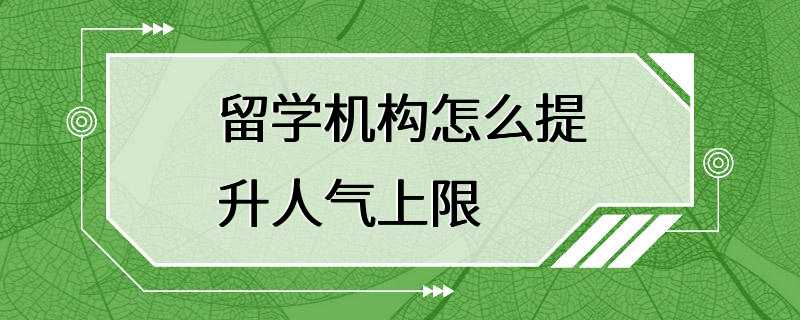 留学机构怎么提升人气上限