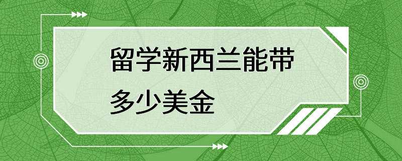 留学新西兰能带多少美金