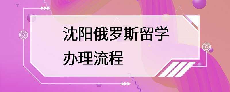 沈阳俄罗斯留学办理流程