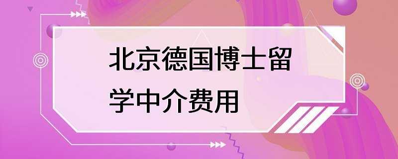 北京德国博士留学中介费用