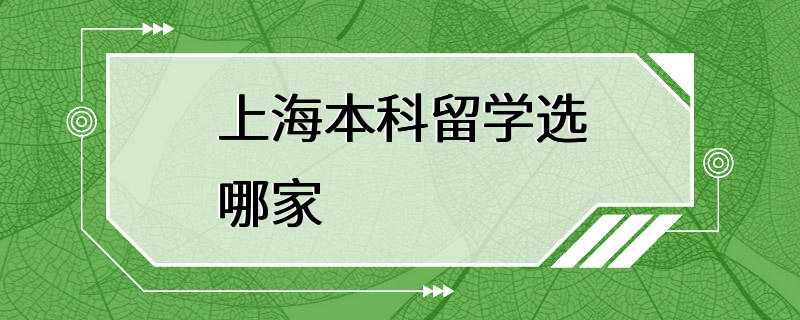 上海本科留学选哪家