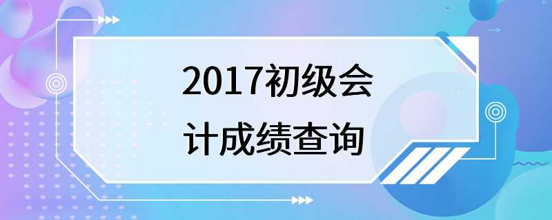 2017初级会计成绩查询