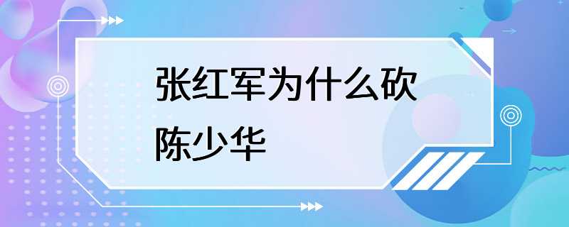 张红军为什么砍陈少华