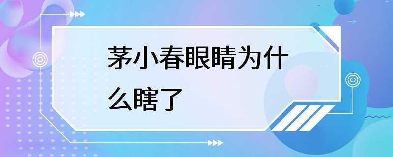 茅小春眼睛为什么瞎了