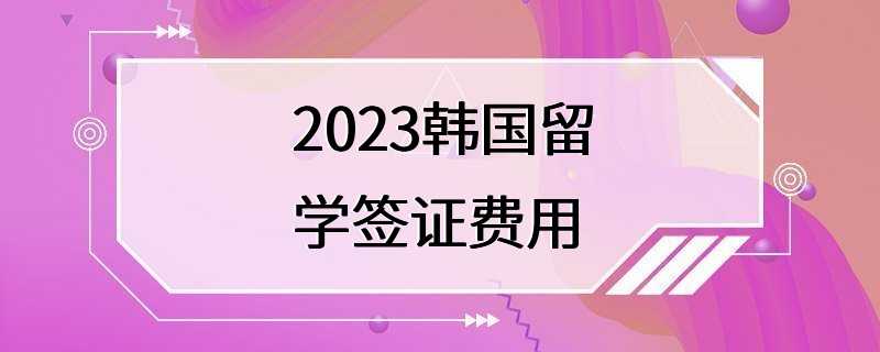 2023韩国留学签证费用