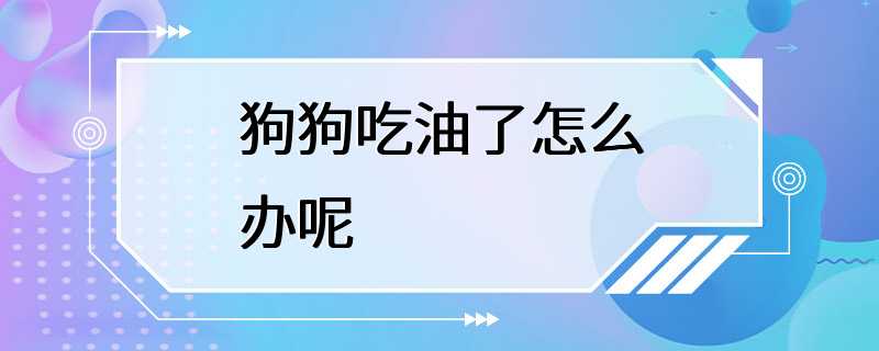 狗狗吃油了怎么办呢