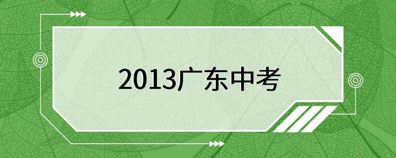 2013广东中考