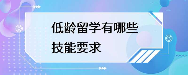 低龄留学有哪些技能要求