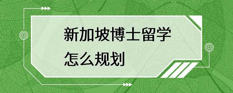 新加坡博士留学怎么规划