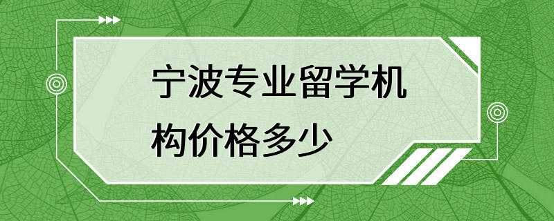 宁波专业留学机构价格多少