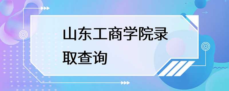 山东工商学院录取查询