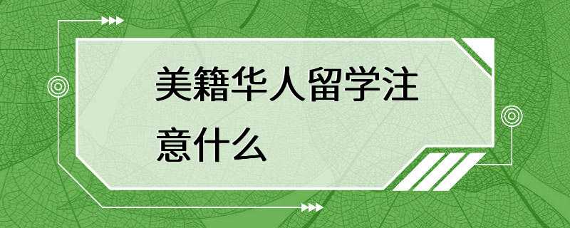 美籍华人留学注意什么