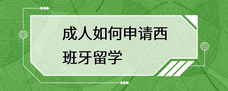 成人如何申请西班牙留学