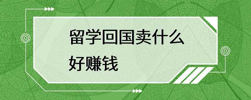 留学回国卖什么好赚钱