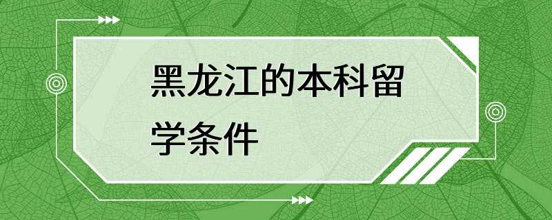 黑龙江的本科留学条件