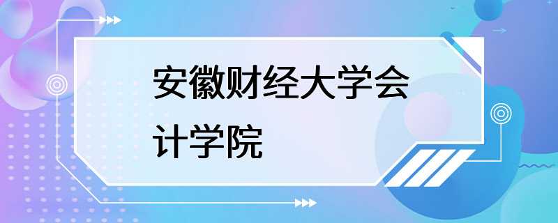 安徽财经大学会计学院