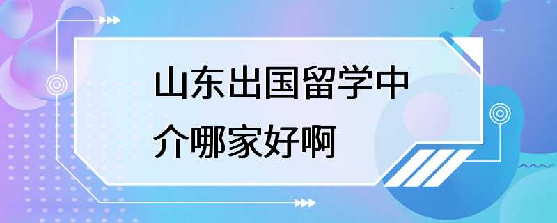 山东出国留学中介哪家好啊