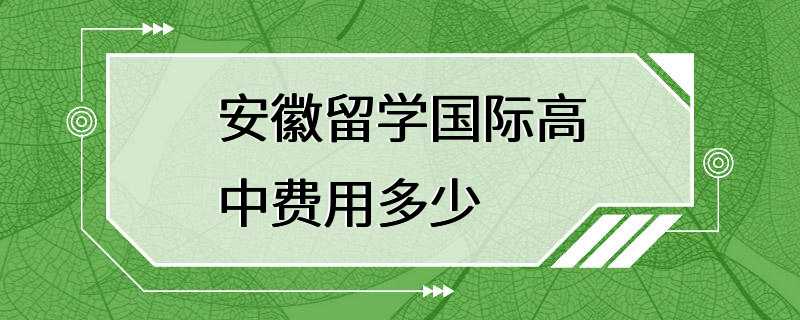 安徽留学国际高中费用多少