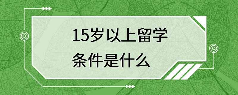 15岁以上留学条件是什么