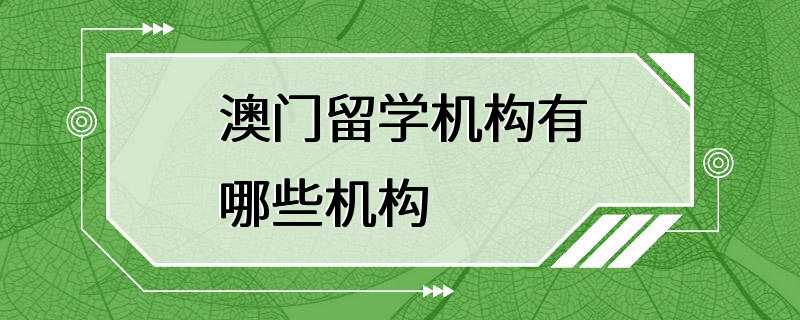 澳门留学机构有哪些机构